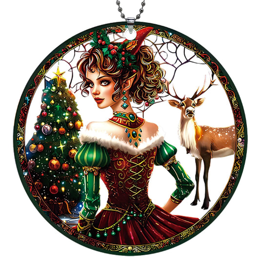 Elf Ornament, Women & Deer Ornaments for Christmas Tree, Beautiful Elf Christmas Decor, Funny Christmas Ornaments Exchange Ideas