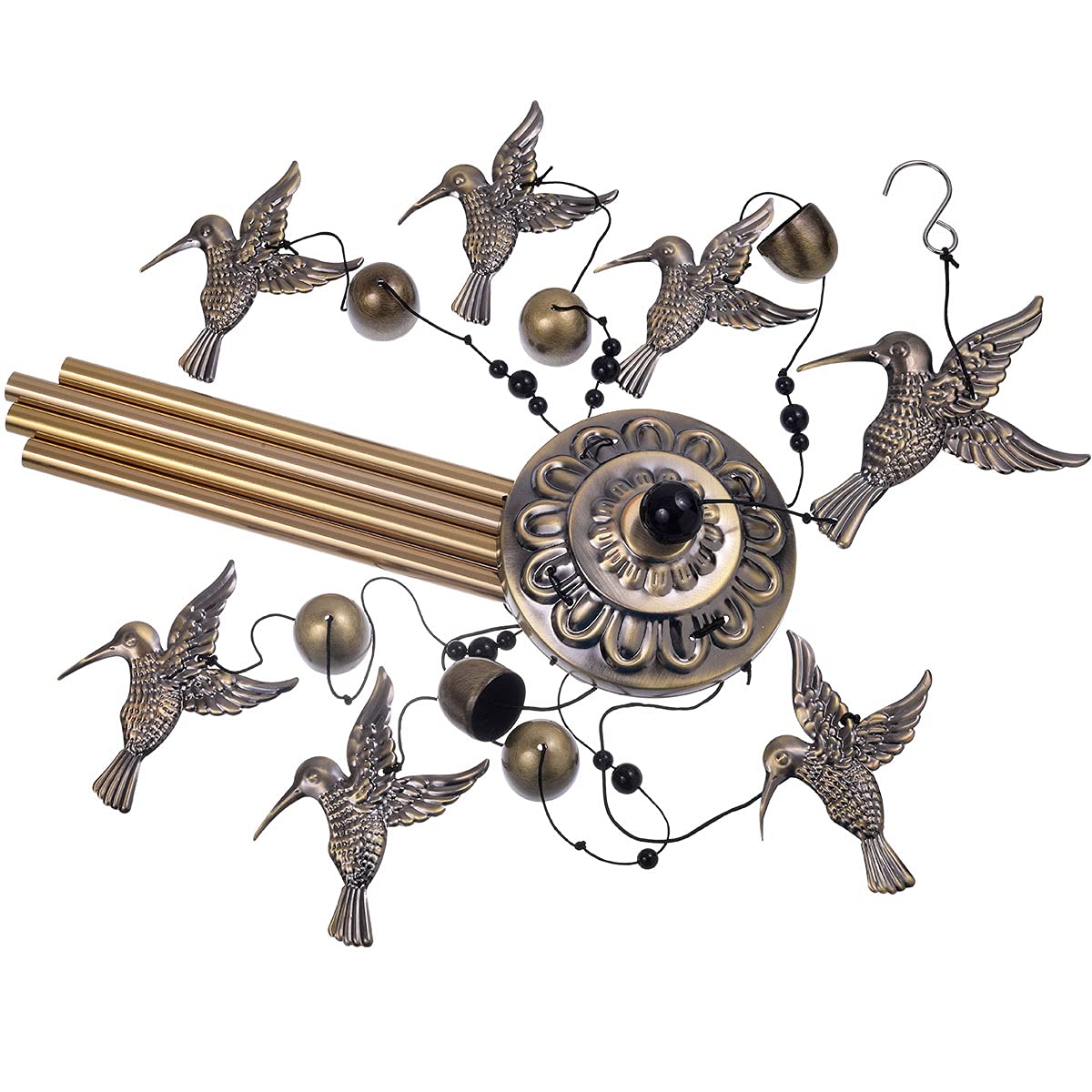 Large Hummingbird Wind Chimes Outdoor Indoor Decor -With 4 Tubes 6 Bells 7 Hummingbirds, Mobile Wind Catcher, Hummingbird Wind Bell for Home, Xmas Mom Gifts, Festival, Balcony, Tree, Garden Decoration