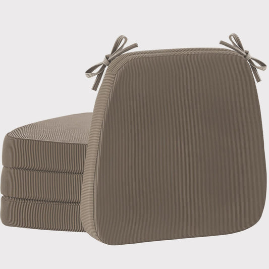 Nobildonna 2'' Thick High-Density Foam Indoor Chair Cushions | Dining Chair Pads with Ties, Removable Washable Cover, Kitchen Chair Cushions 17"x16",Light Brown 4 Pack
