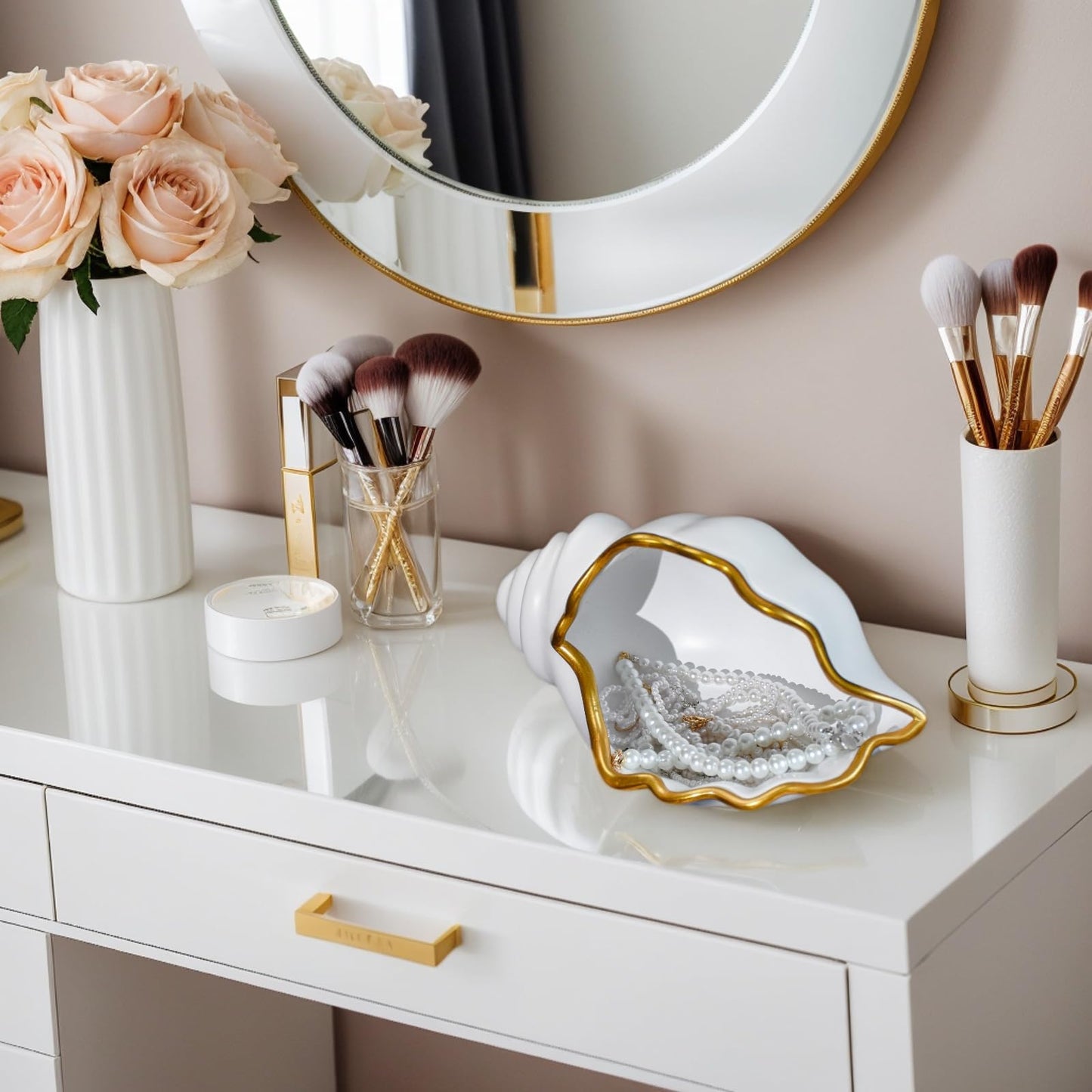 AMOYYT Decorative Bowl Entryway Table Decor Resin Clam Shells Bowls Seashell Beach Console Table Home Decor Accents for Ocean Themed Living Room Coffee Table
