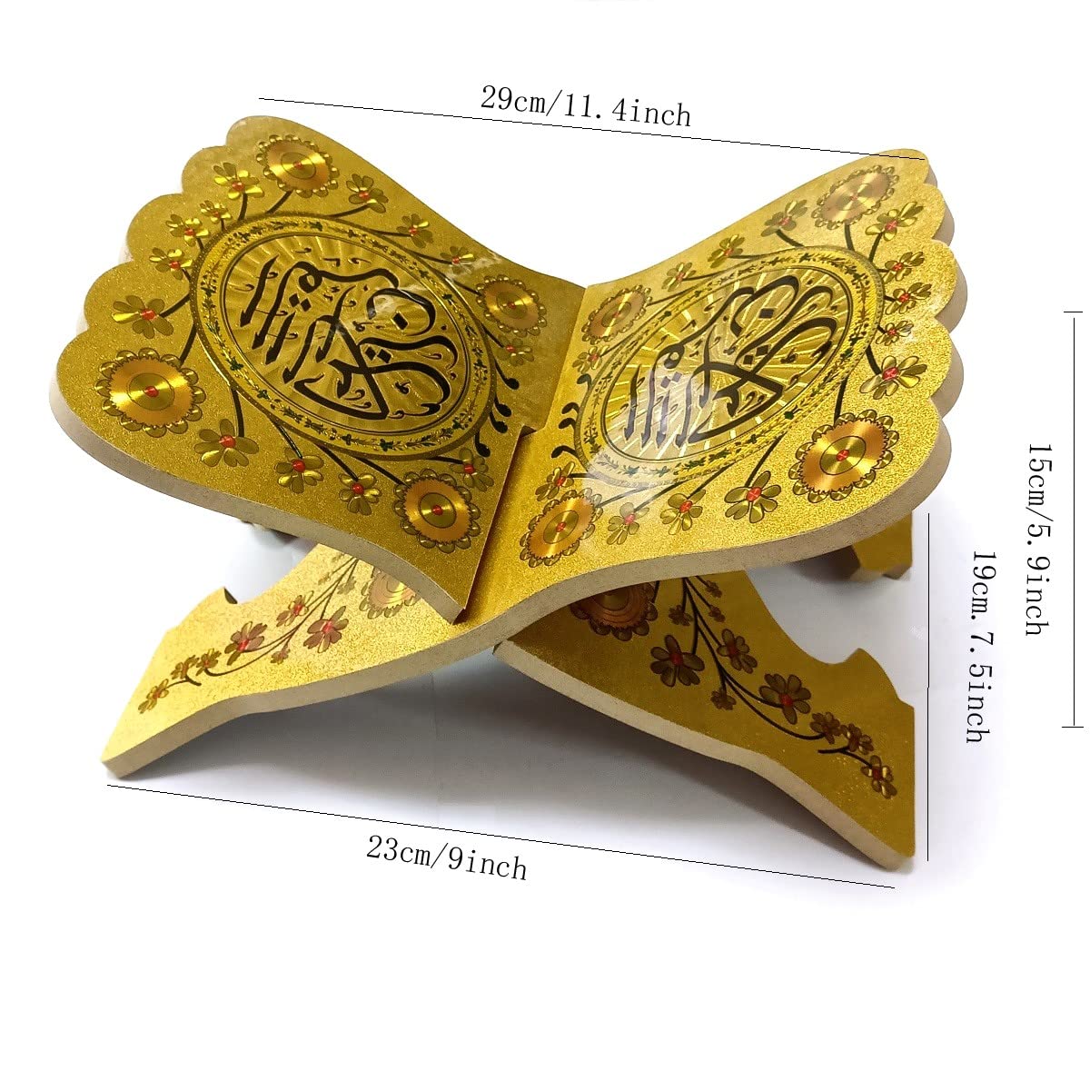 KYMY Muslim Al-Quran Rehal Book Stand,Foldable Wooden Prayer Books Shelf for Koran Holy Bible Books,Eid Ramadan Reading Shelf for Muslim Eid Ramadan Religious Gift