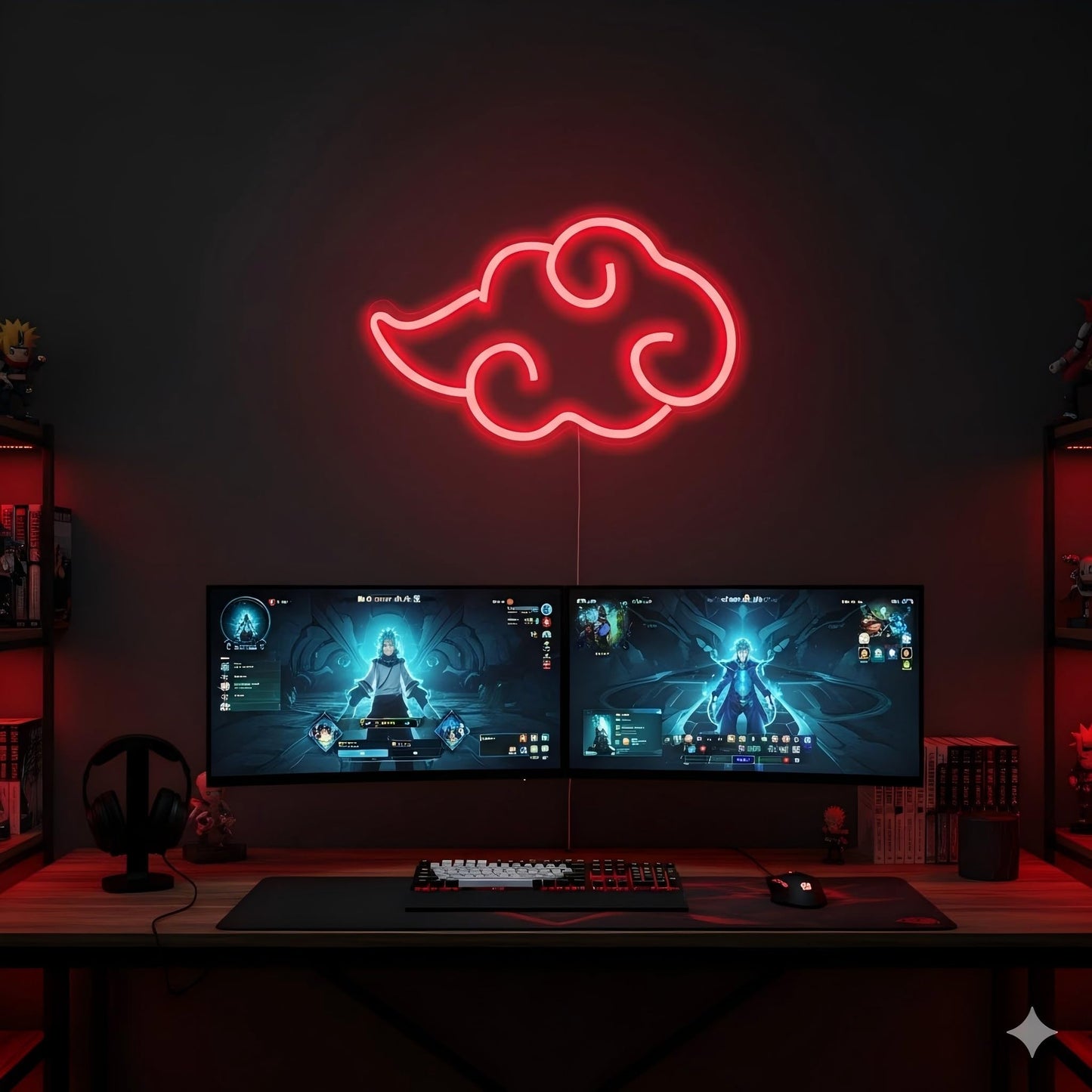Dleouly Anime Neon Sign, LED Red Cloud Neon Signs for Wall Decor, Dimmable Gaming Neon Sign Wall Signs USB Night Neon Light for Bedroom Game Room Man Cave Party, Gifts for Your Son, Boyfriend(12x7in)