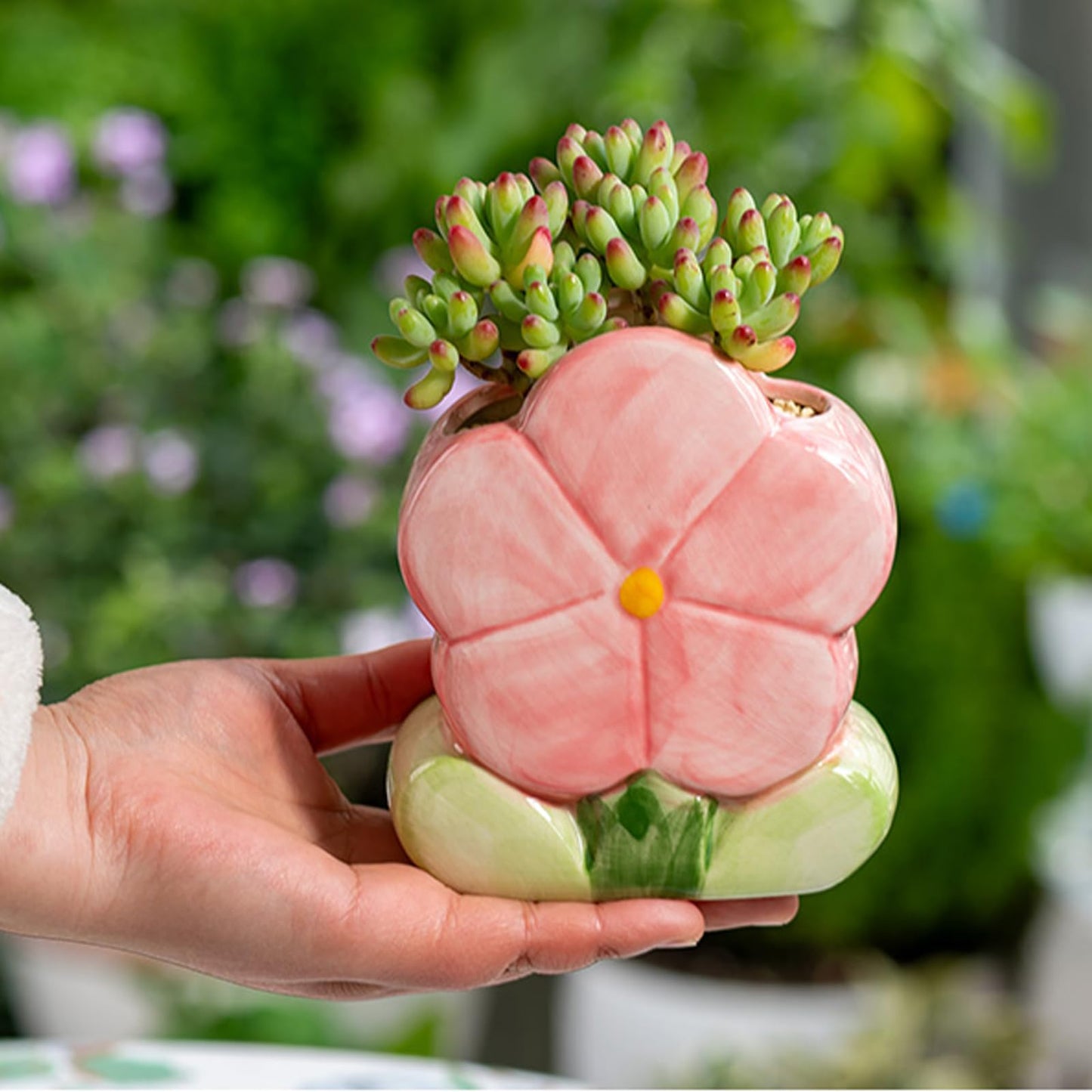Busnos Pink Makeup Brush Holder Pen Holder for Office Desk Accessories Aesthetic Pencil Holder Cute Flower Home Decor Birthday Gifts for Women Vanity Toothbrush Holder Kawaii Kitchen Utensil Holder