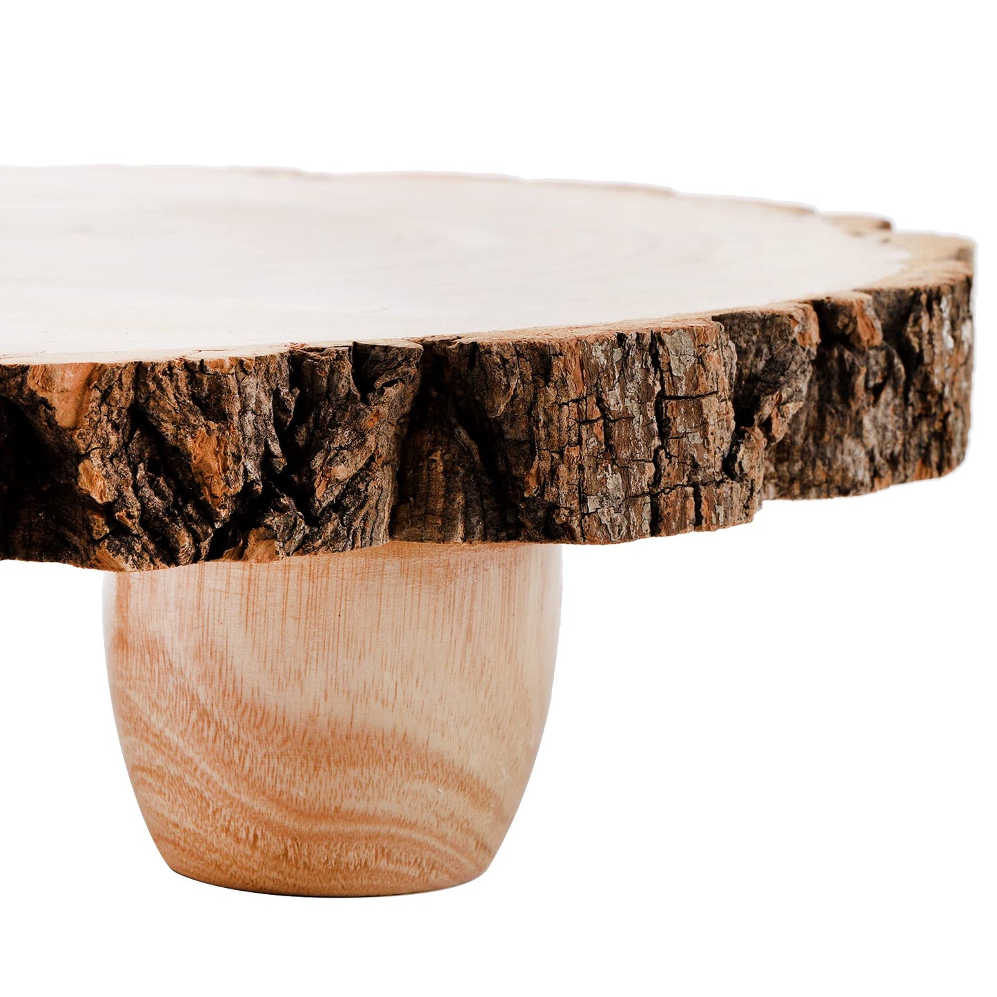 Frcctre 11 Inch Wood Cake Stand, Round Wooden Cupcake Pedestal, Paulownia Woods Slice with Legs, Rustic Cake Holder Wooden Serving Tray Serving Board Display Wood Plant Stand