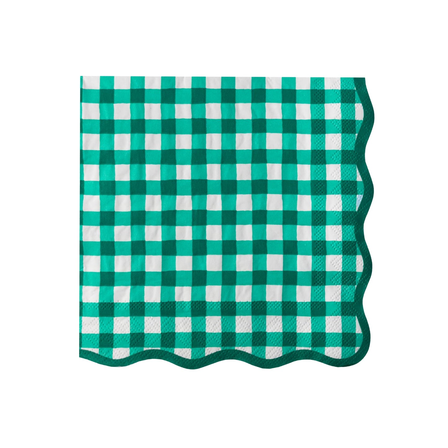 Bonjour Fête Green Gingham Paper Party Dinner Napkins | Premium Party Supplies | St. Patrick's Day, Father's Day Gatherings, & Christmas Parties | Pack of 20, 6.5" Folded