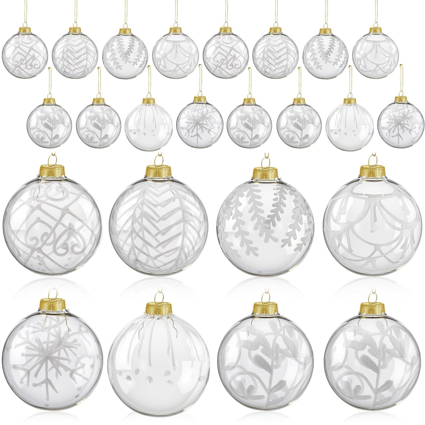 Liliful 24 Pcs Clear Glass Christmas Ball Ornaments 2.36 Inch Glass Christmas Tree Decorations Xmas Tree Hanging Balls Ornaments Decoration for Trees Xmas Holiday Party Decor Gift