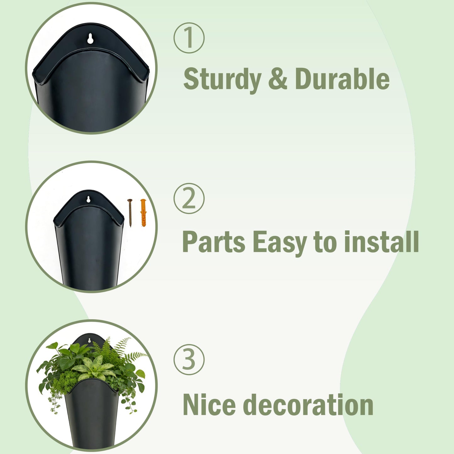 SYITCUN 12 Inches Galvanized Wall Planters, Set of 2 - Metal Hanging Flower Buckets for Farmhouse Decor, Tall Tin Vases for Dried Flowers & Greenery, Indoor Outdoor Country Decor