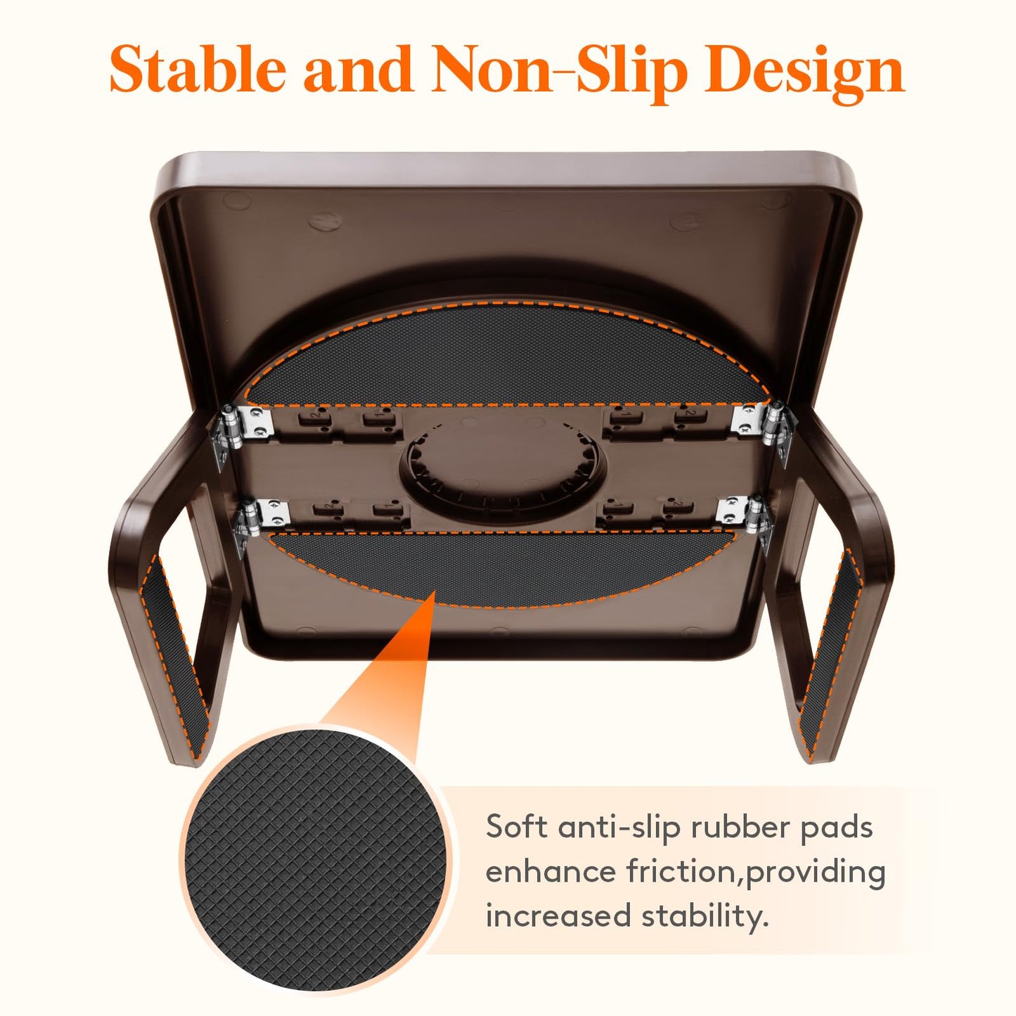 Lifewit Plastic Rotating Couch Armrest Table, Adjustable Sofa Arm Clip Holder Tray for Snack/Fast Food/Fruit/Drink, Large Foldable Stable Sofa Table with Reinforced Clamp, Brown