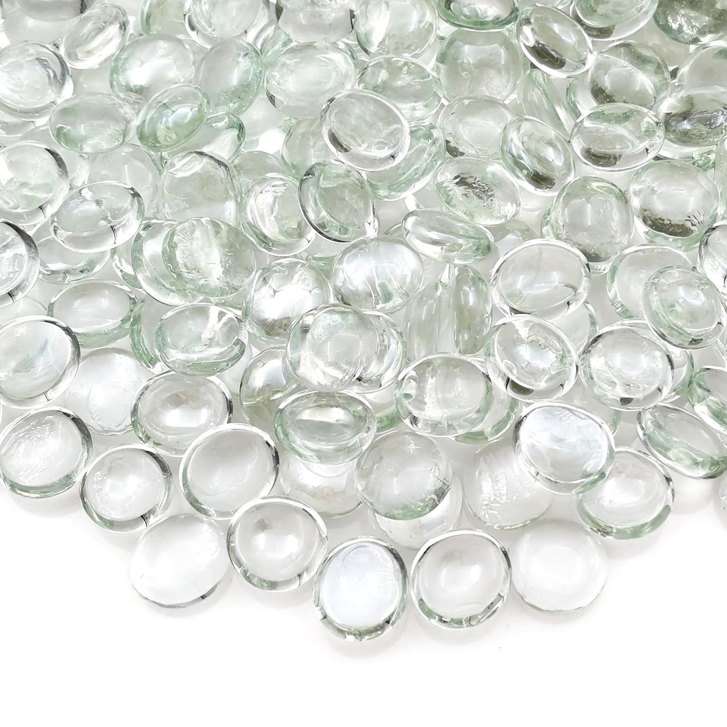 Ismosm Flat Glass Marbles 2LB, High-Luster Glass Vase Filler Beads, Translucent Glass Pebbles for Vases, Crafts, Fire Pit Glass, Aquarium Decorations, Centerpieces, Landscaping
