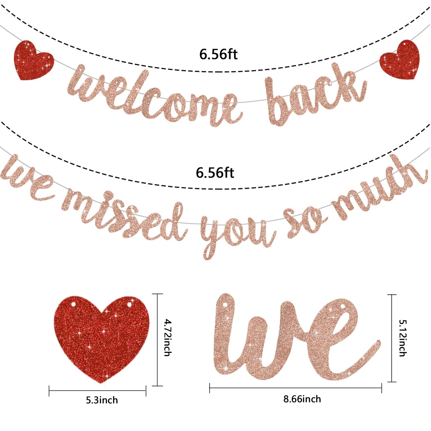 RICHHHA Rose Gold Welcome Back We Missed You So Much Banner,NO DIY,for Welcome Home Celebration Decorations Family Gathering,Back to School Events Military Homecoming Decoration