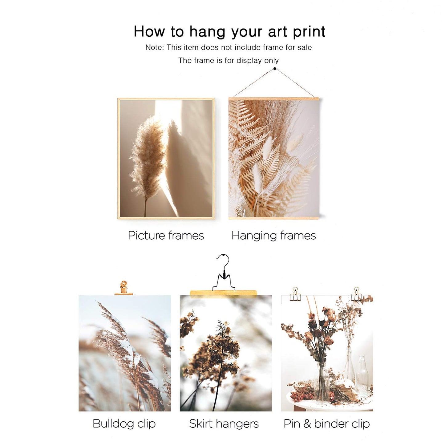 HoozGee Nature Wall Art Prints Set of 6 Canvas Art Wall Decor Botanical Print Pictures Reed Dried Flower Plant Poster Print Home Decorations for Living Room Wall Decor (8"x10" UNFRAMED)