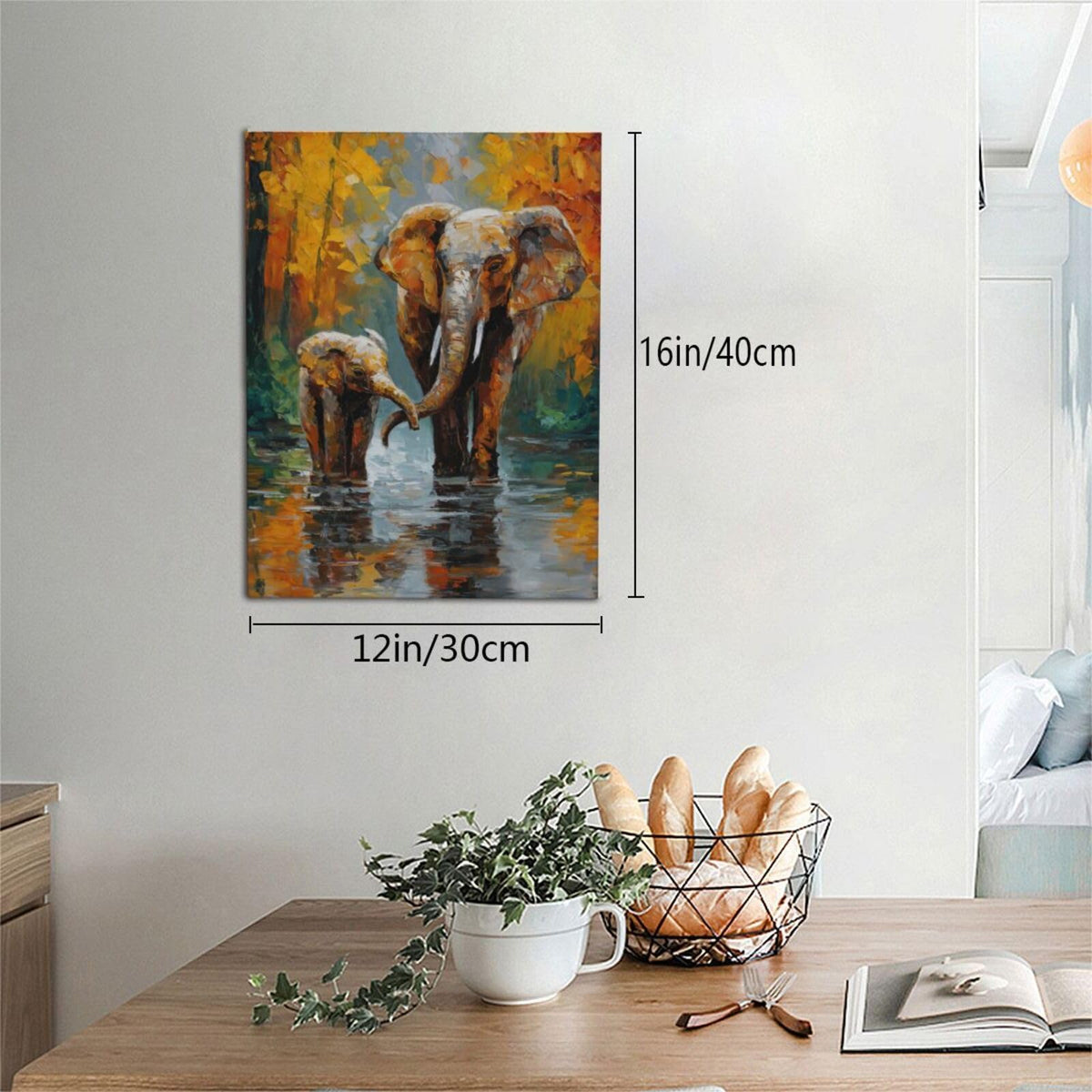Elephant Wall Art Forest Canvas Wall Decor Pictures Paintings Prints Artwork Framed Decorations For Bathroom Bedroom Living Room Office Gifts 12" x 16"