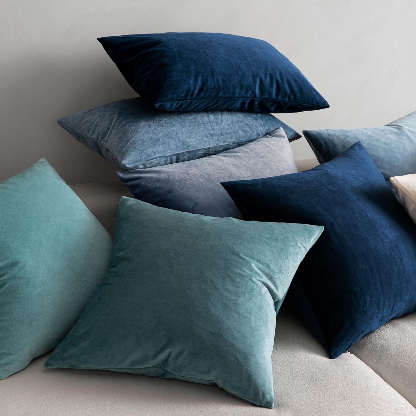 MIULEE Velvet Throw Pillow Covers 18x18 Inch, Pack of 2 - Dark Blue, Super Soft Decorative Square Cushion Cases Modern Luxury Home Decor for Sofa, Couch, Bed, Chair