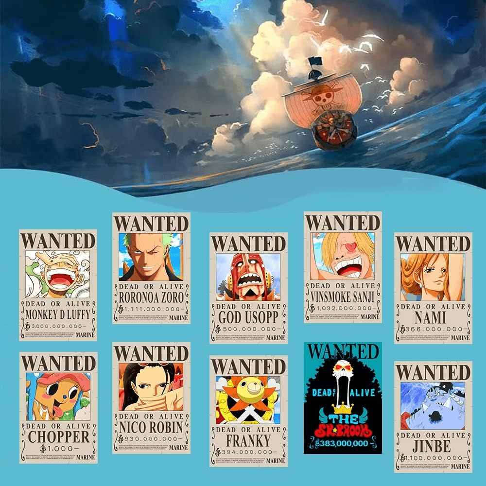 TYZZHOA 25PCS Anime [OP] Wanted Posters 30×21cm, New Bounty Edition, Straw Hat Pirates Crew Nika Luffy 3 Billion, Zoro, Sanji, [OP] Anime Gifts