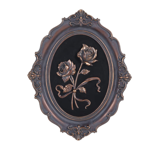 Vintage Wall Sculpture, Unique Antique Pediment,Gallery Wall Art, Hand Painted Wall Decoration Aesthetic Room Decor,Gold&Copper Wall Statue Ornament Decor Gallery for Kitchen Bedroom Living Room (Rose)