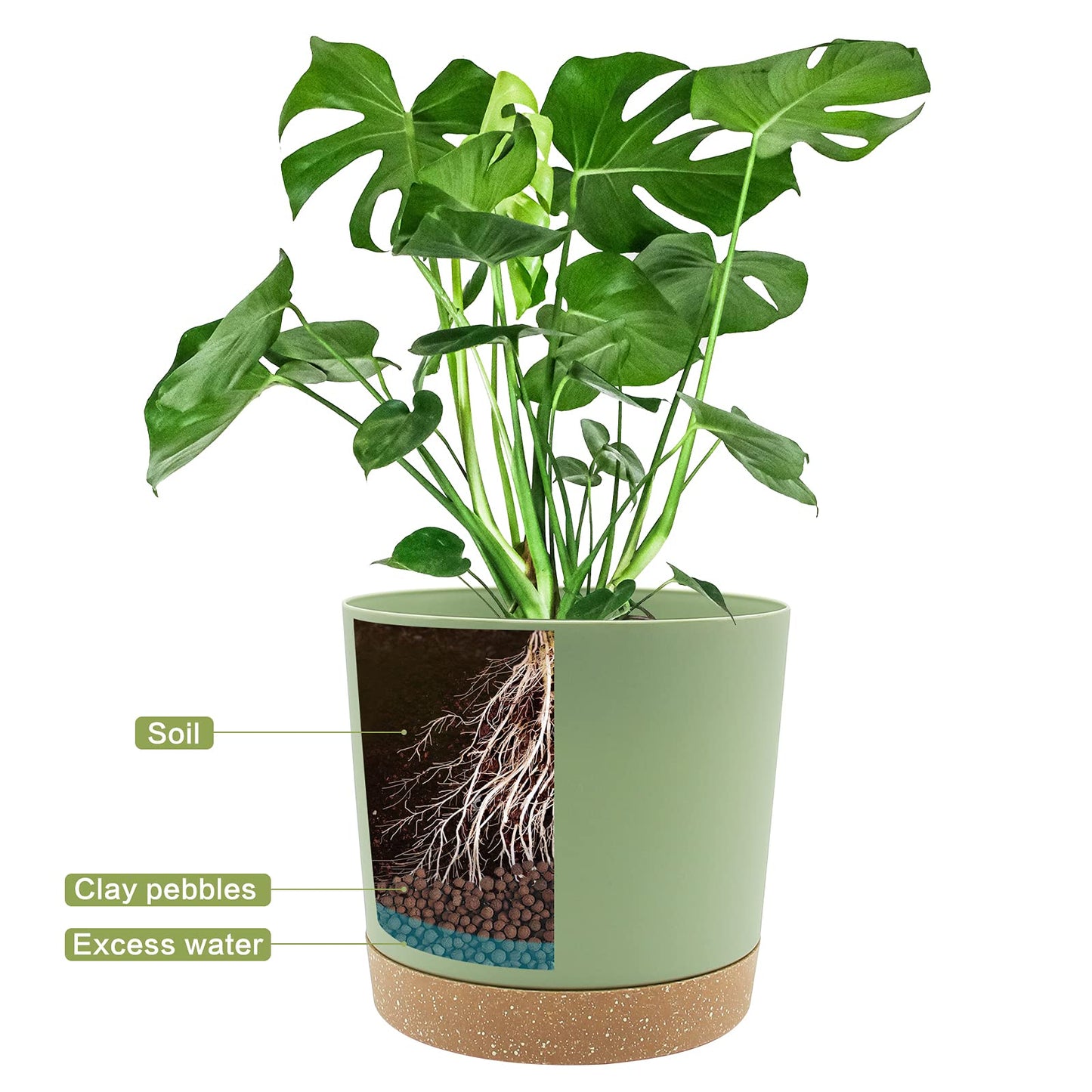 QCQHDU 8 inch Plant Pot, 2 Pack Planters for Indoor Plants with Drainage Holes & Saucer, Outdoor Flower Pots Home Garden Modern Decor
