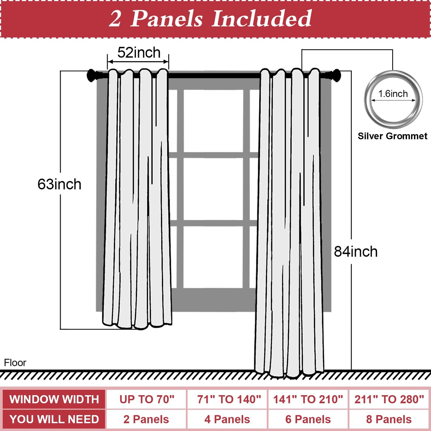 ASPMIZ Christmas Blackout Curtains for Living Room, Christmas Tree Window Curtains for Bedroom, Grommet Room Darkening Winter Curtain 84 Inch Length 2 Panels Set, 52'' x 84'', Red