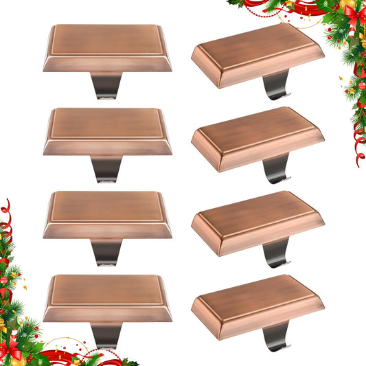 Kalolary 8 Pack Christmas Stocking Holders,Mantel Stocking Hangers Heavy Duty Xmas Stocking Hooks for Mantle Counter Tables Window Fireplace Christmas Party Decoration (Red Bronze)