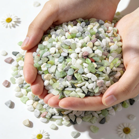 MENGDEWEI Pebbles for Indoor Plants,3/8 Inch Mixed Color Gravel, Polished Decorative Stones Colorful River Rock for Plants - for Succulent, Cactus, Fish Tank, Vase, Bird Bath, Garden Landscaping 3LB