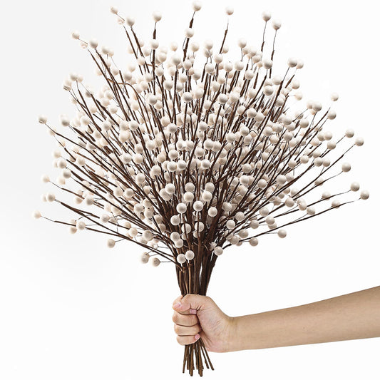 Kanxinr Winter Decorations 12Pcs Artificial Berry Stems White Berry Picks for Christmas Holiday Home Centerpieces Decor (Cream)