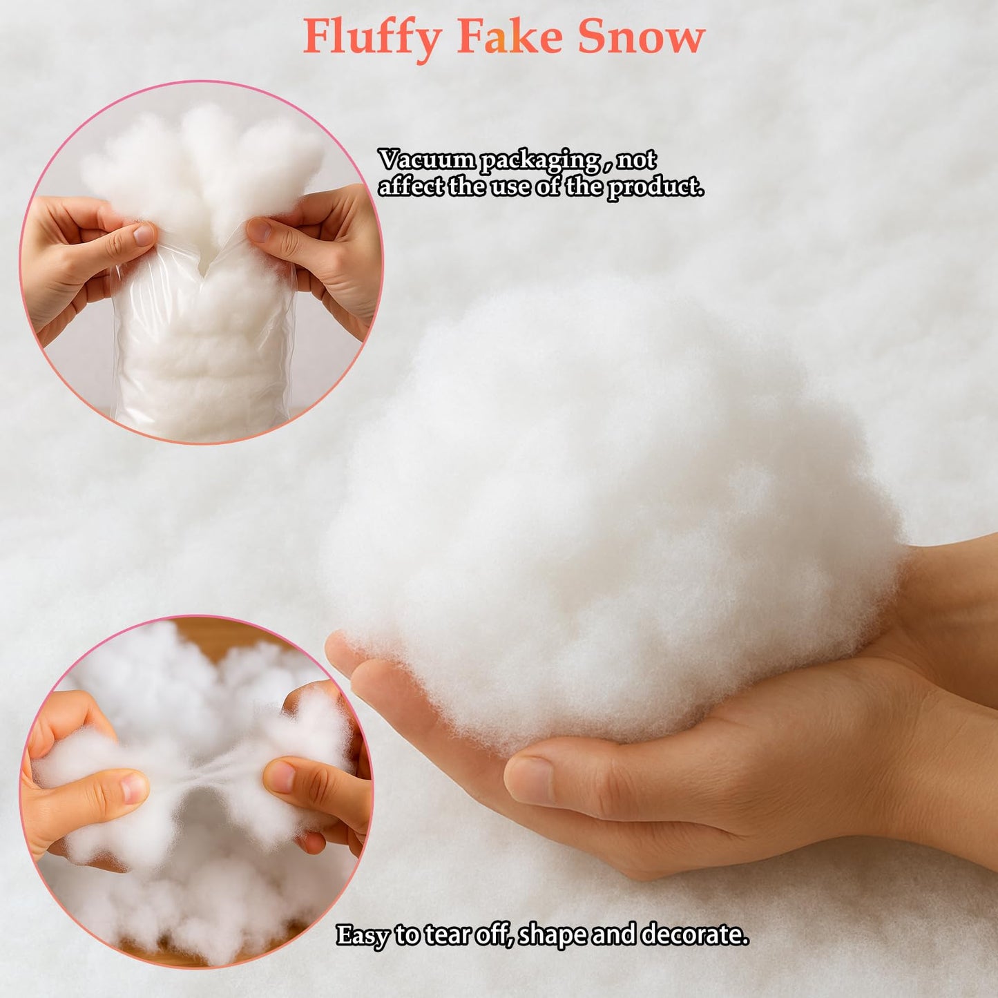 Christmas Fake Snow Decor, Fluffy Artificial Snow Fake Snow Decoration, Flame Resistant Indoor Cotton Snow Blanket for Xmas Village, Nativity, Xmas Tree, Crafts, Photo Prop, Xmas Decorations (5.6OZ)