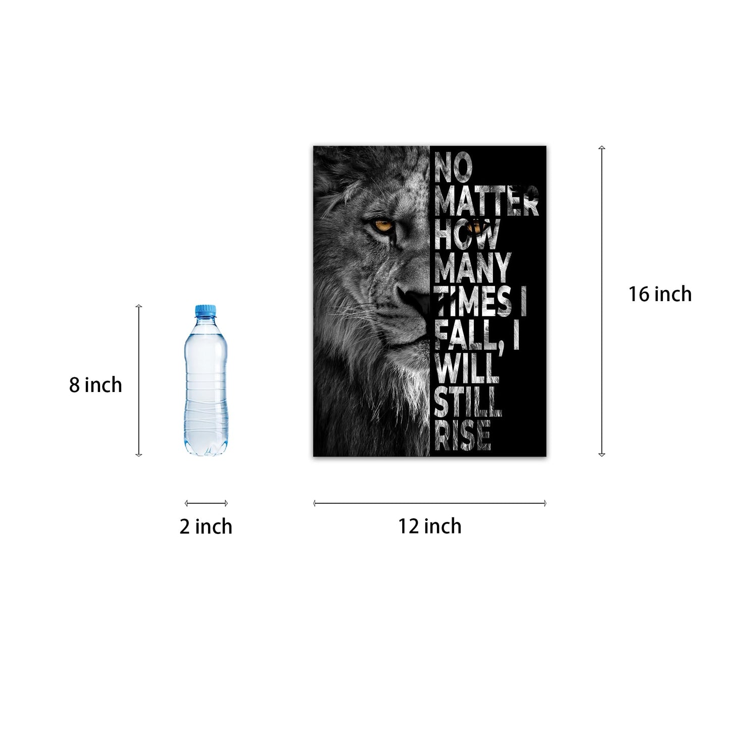SKASNFAI Lion Canvas Wall Art Black and White Animal Inspirational Motivational Quotes Prints Posters Office Decor Framed Ready to Hang (12x16 inch)