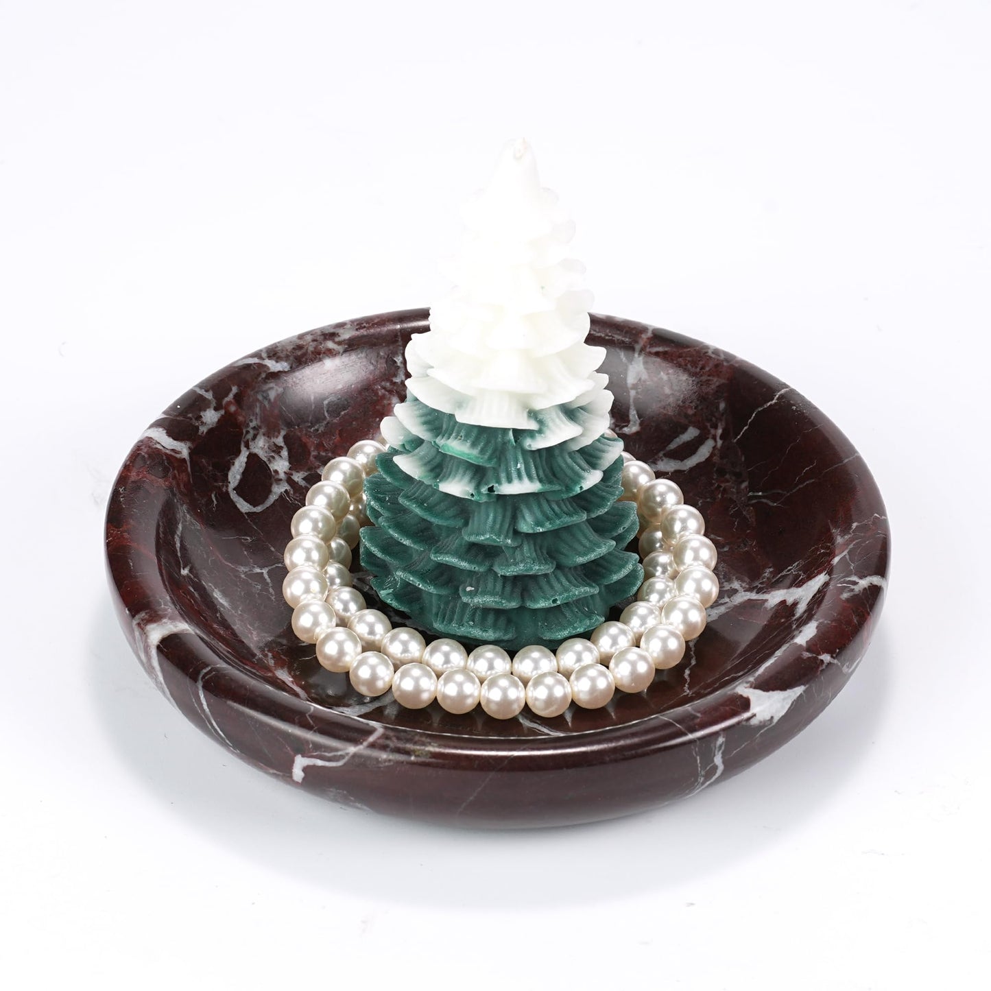 LWALMS Trinket Marble Jewelry Tray - Stone Ring Key Purse Holder Dish, Small Cute Round Plate Decorative Bowl for Nightstand Entryway Coffee Table Decor (5.5 inch)