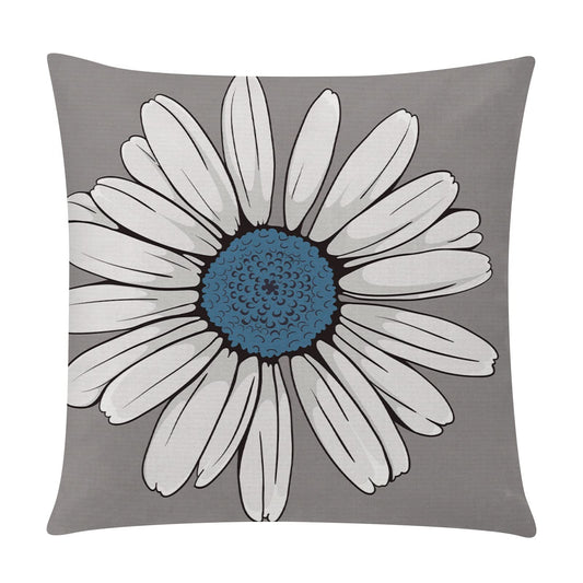 COMMINY Blue Grey Pillow Covers 18x18 Set of 6 Decorative Daisy Flower Throw Pillow Cover for Couch Modern Pillow Case for Patio Living Room Cushion Bed Farmhouse Home Decor