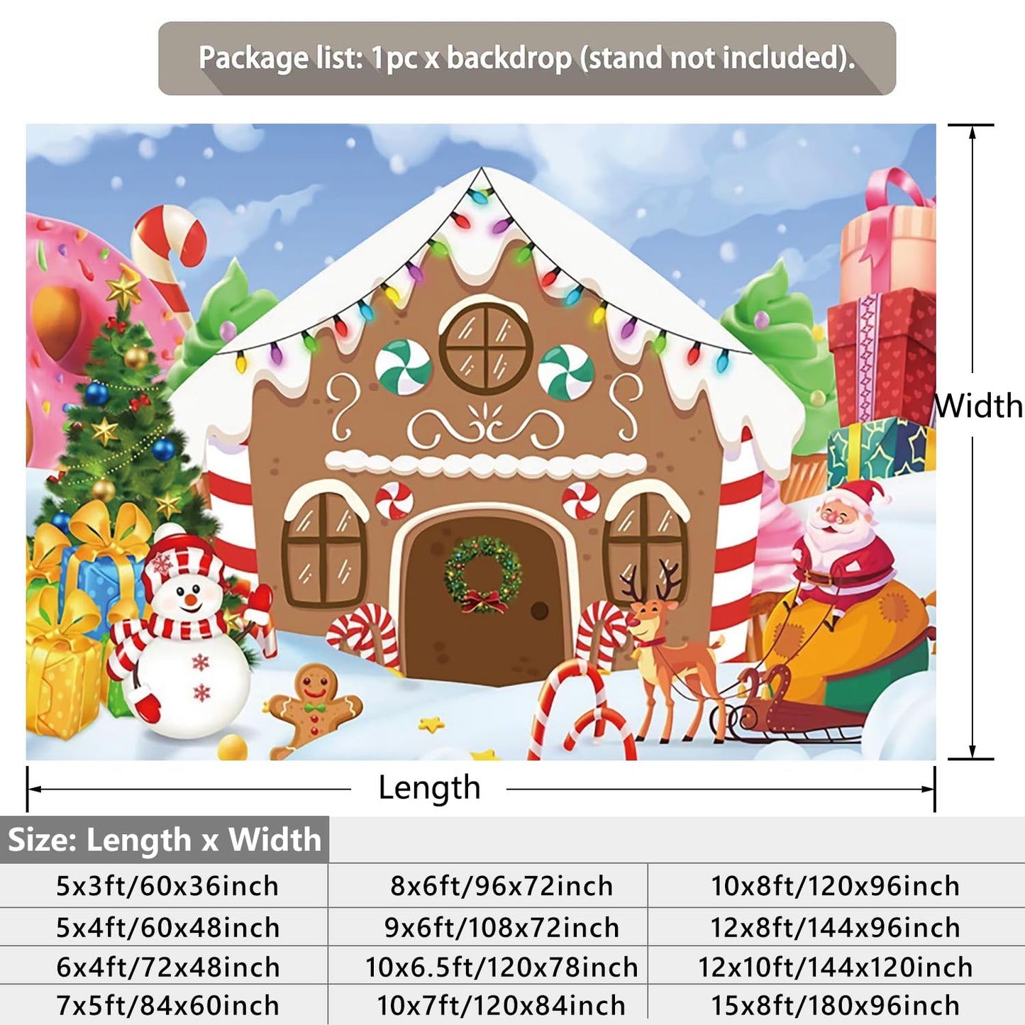 CRTPOD Christmas Backdrop Winter Gingerbread House Xmas Tree Snowman Gifts Background New Year Photography Banner for Birthday Christmas Party Decorations Supplies Photo Photobooth Props 7x5ft