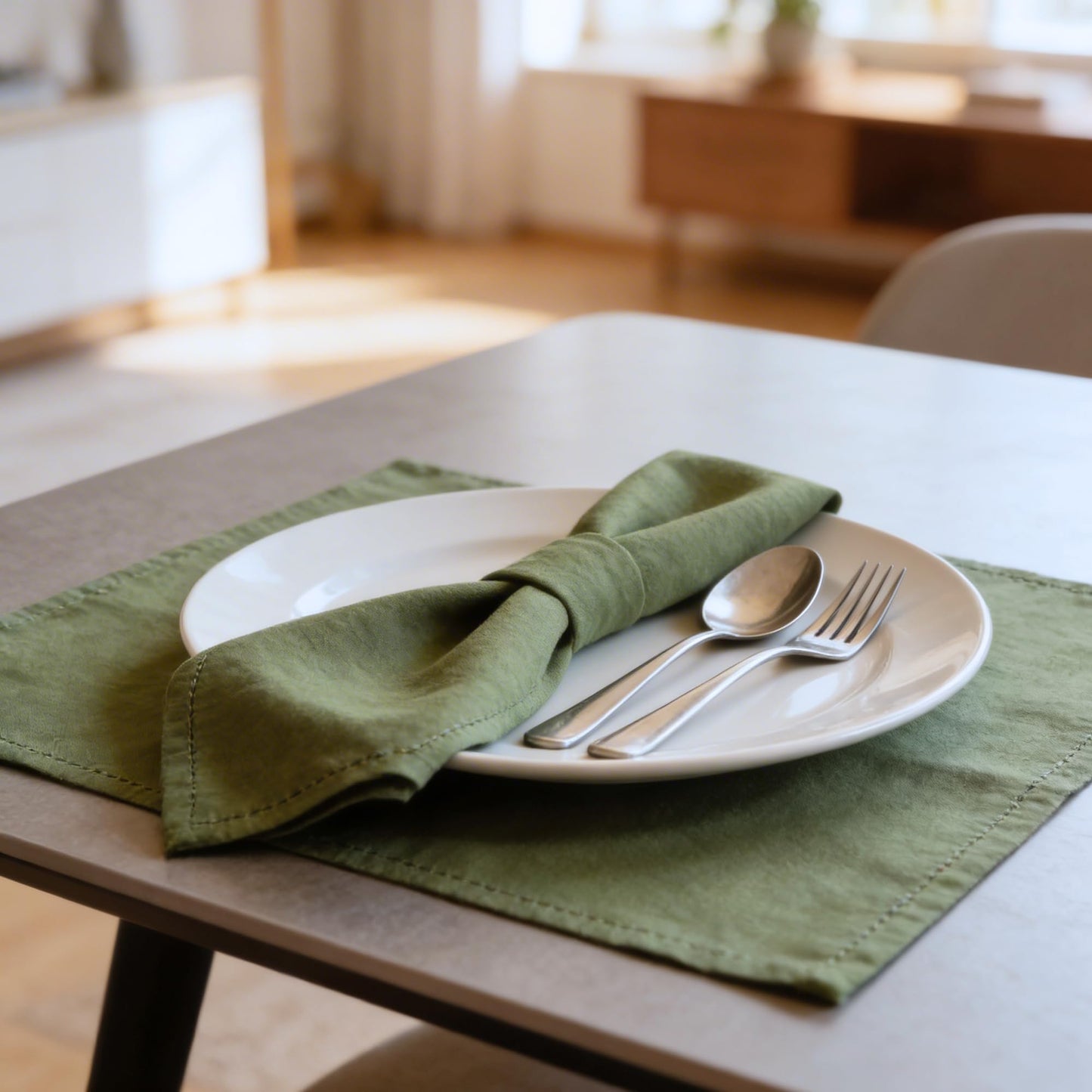Ivy Heritage Cloth Napkins Set of 12, 100% Cotton Fabric Reusable Dinner Napkins, 18 x 18 Inch Washable Table & Kitchen Napkins for Everyday Dining, Entertaining, Home & Restaurant Use, Olive Green