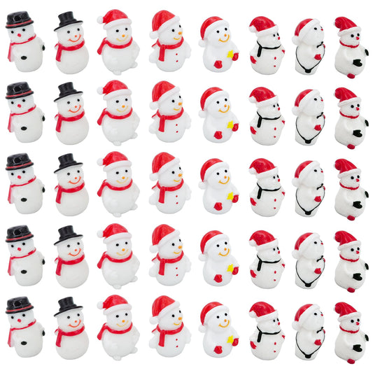 Goodma Mini Snowman Figurines Christmas Theme Resin Miniature Fairy Garden Dollhouse Decoration Ornaments DIY Kit - 40 Pieces