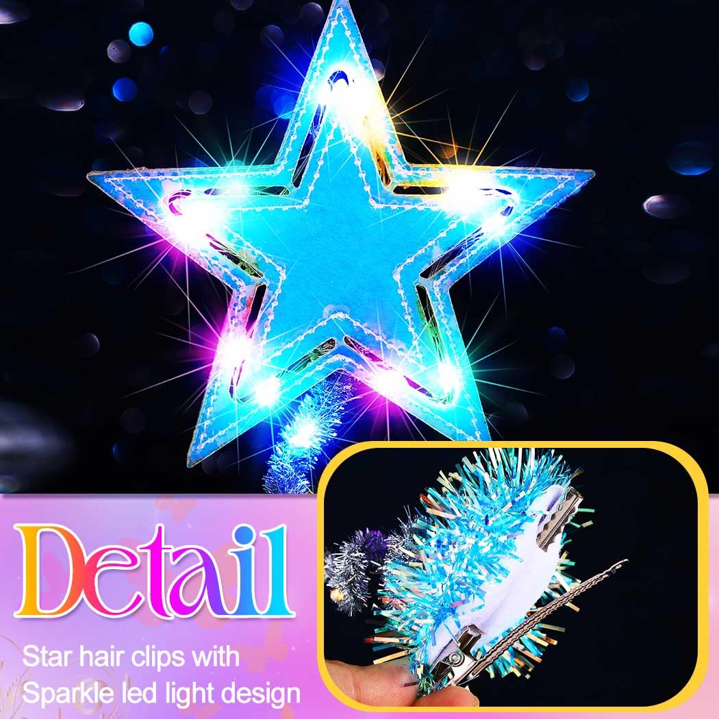 Gortin Light up Star Hair Clips Christmas Headpiece LED Holiday Costume Hair Accessories for Women