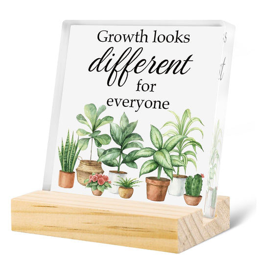 Motivational Acrylic Office Decor For Women Man Cute Plant Flower Desk Decor Sign Classroom Decorations Retirement Gift Green Desk Accessories For Farmhouse Home Bedroom