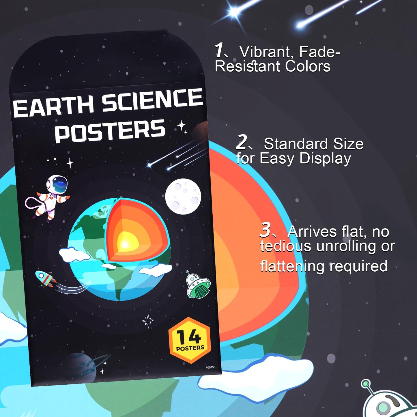 Shoparr Educational Posters - 14 Earth Science Posters, 11x17in, Educational Charts & Posters, Waterproof, Science Decor for Homeschool, Hallways, Home Study Room, Educational Center
