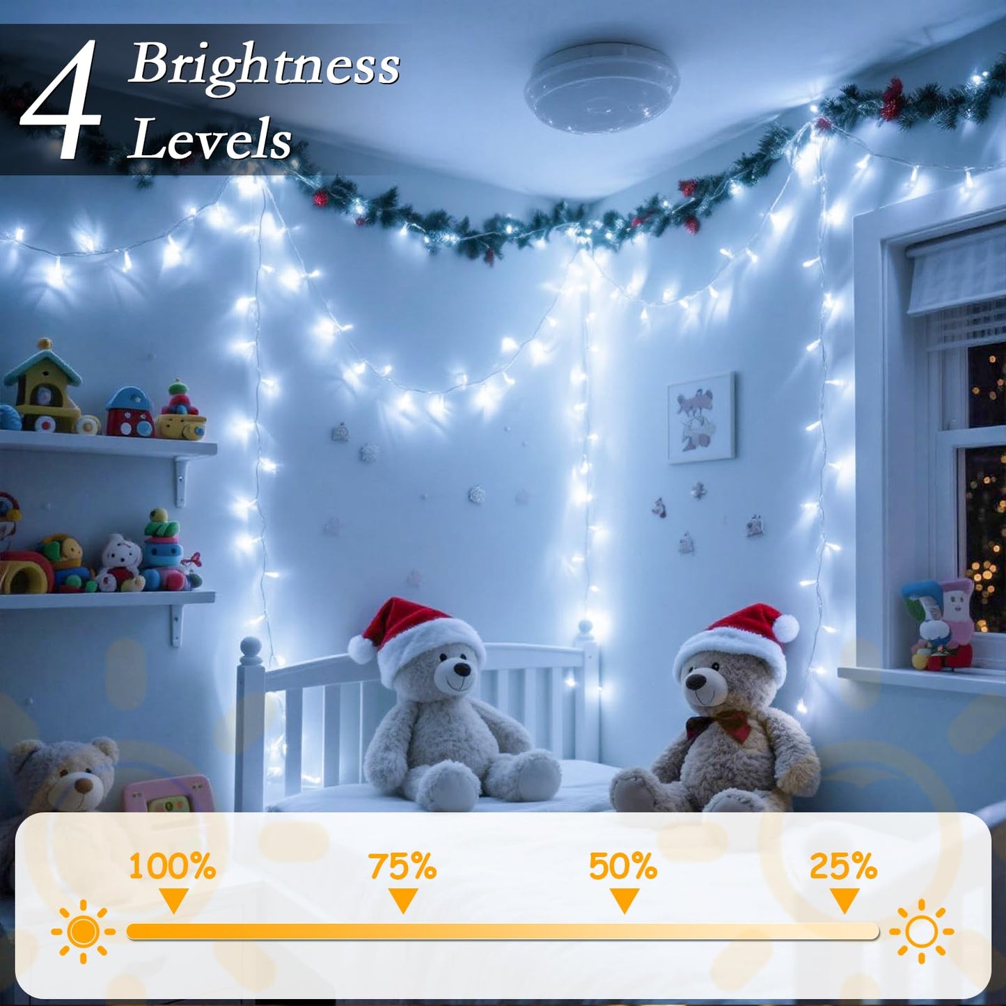 Soagrc 66FT 200 LED Christmas Tree Lights, Bright Cool White Outdoor Christmas String Lights for House, Fairy Lights with 8 Modes, Waterproof & Durable Indoor Outdoor Decor, Timer Included