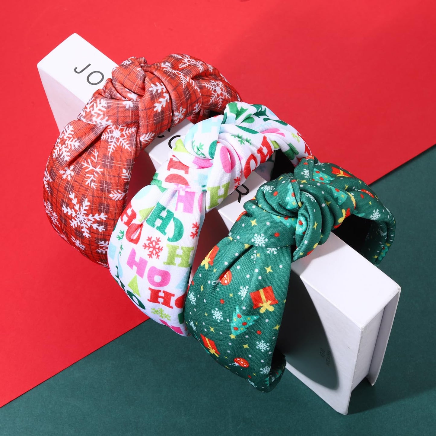 NVENF Halloween Christmas Thanksgiving New Year Headband for Women Festive Holiday Knotted Headband Hair Accessories Gifts (Christmas E)