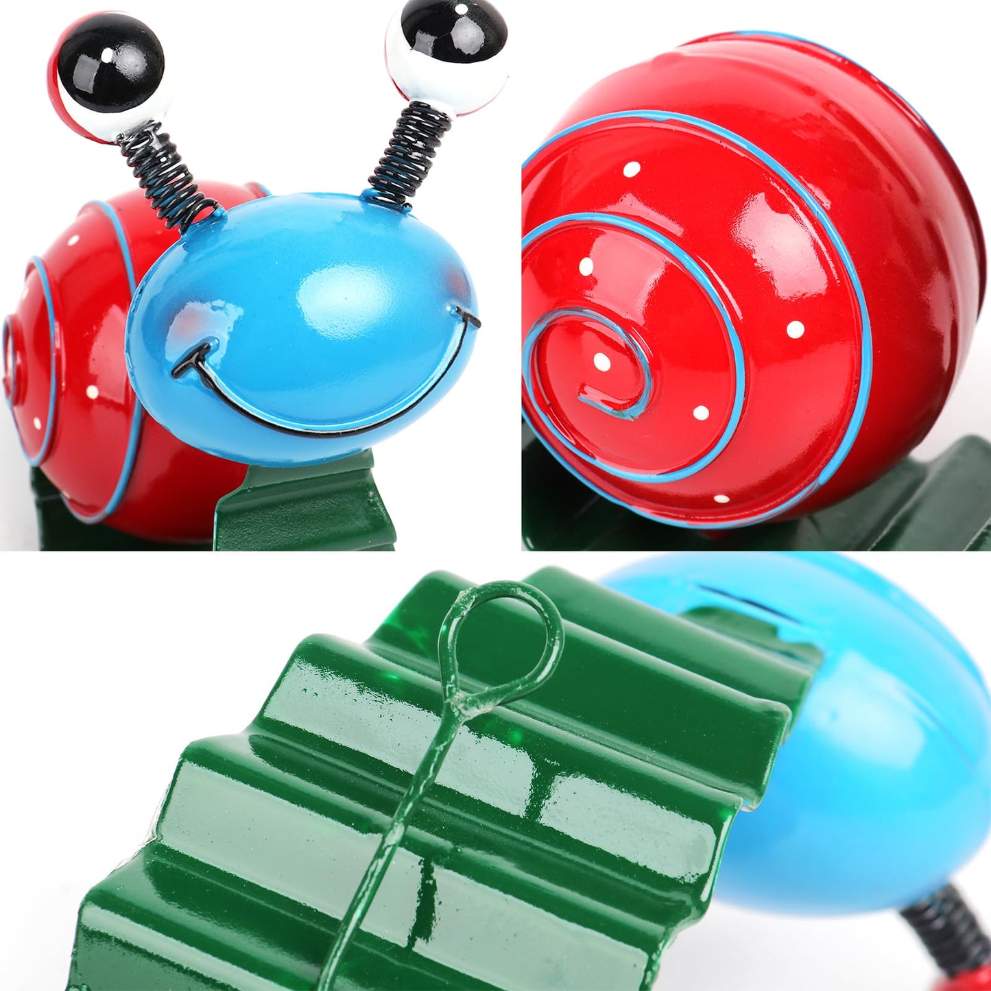Cruis Cuka Metal Garden Decor Cute Snail Yard Art Outdoor Lawn Patio Ornament Fence Decorations for Outside - Set of 2(Red,Green)