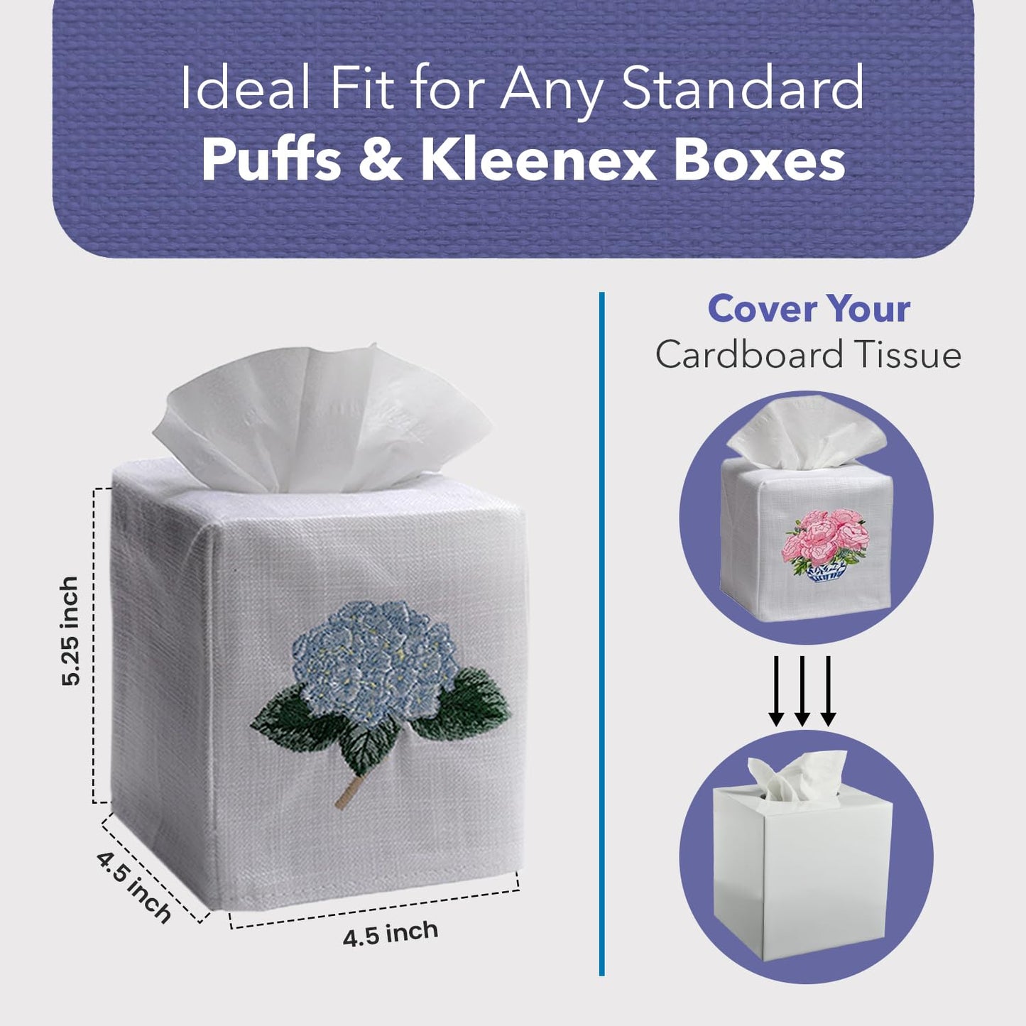 Jacaranda Living Square Tissue Box Cover, Linen/Cotton Fabric Tissue Holder, Decorative Cloth Tissue Cube Cover Tissue Box Cover, Natural Linen, Plain