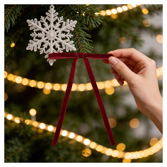 THARAHT 24pcs Christmas Velvet Ribbon Bows Decorations Xmas Ornaments Vintage Decor for Tree, Wreath, Garland (3/8'' Width, 5 * 7 inch)