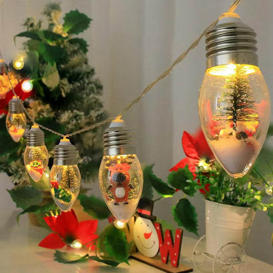 Neioaas Christmas Tree String Light -10 LED Vintage Xmas Bubble Lights,6FT Battery Operated Retro Unique Christmas Doll Lights for Indoor&Outdoor Holiday Decor,Porch Balcony Office Decor (A)