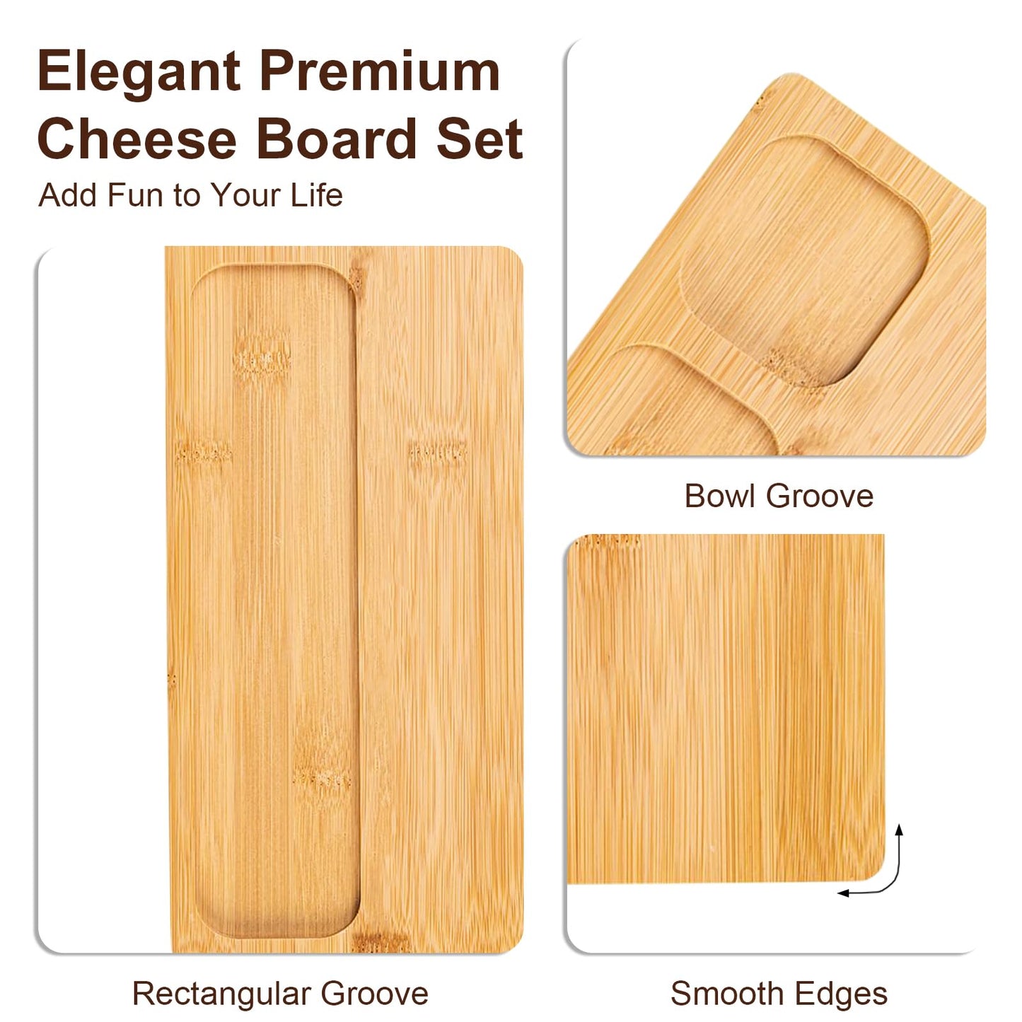 Cheese Board with Complete 4-Piece Knife Set – Perfect for Charcuterie Boards Set & Cheese Platter, and House Warming Gifts New Home, Wedding Gifts for Couple, Bridal Shower Christmas Board (Single)