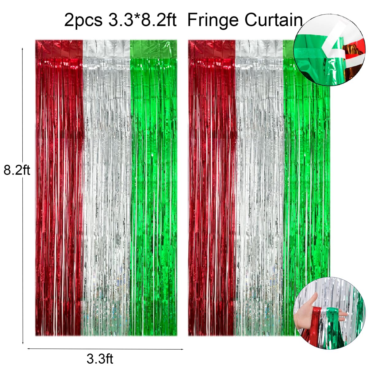 Christmas Party Decorations Set, Merry Christmas Banner, Multicolor Fringe Curtains, Xmas Tree Deer Tablecloth, Santa Cake Topper, Foil Balloons, Snowman Hanging Snowflakes Swirls