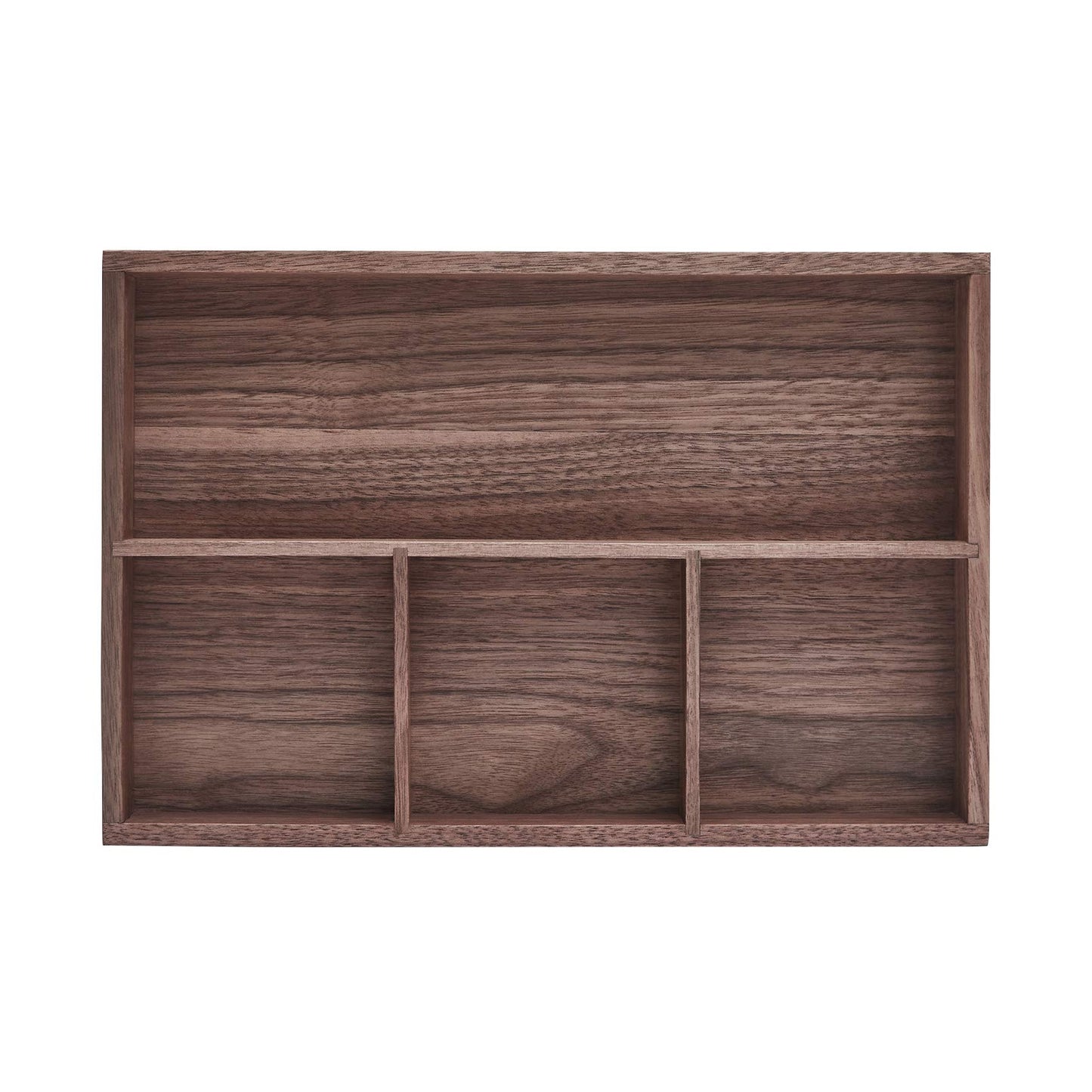 pandapark Wood Organizer Tray,Black Walnut,Desk & Drawer Storage Box (Walnut Master)