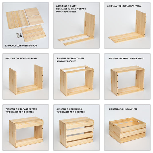 Extra Large Pine Wood Crates For Storage, Vinyl Records Storage Crates,The Storage Crates Are Made Of Pure Natural Solid Wood,Exuding Natural Pine Flavor,Unfinished Wooden Crates For Display . (1)