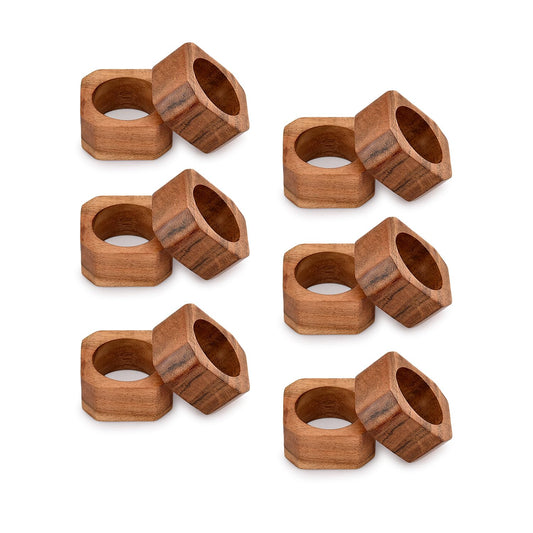 BHAVATU Napkin Ring Acacia Wood Napkin Rings Classic Everyday Use Thanksgiving, Christmas Napkin Rings Buckles,Festive Party Gift Farmhouse for Table Decorations (Set of 12, Brown)