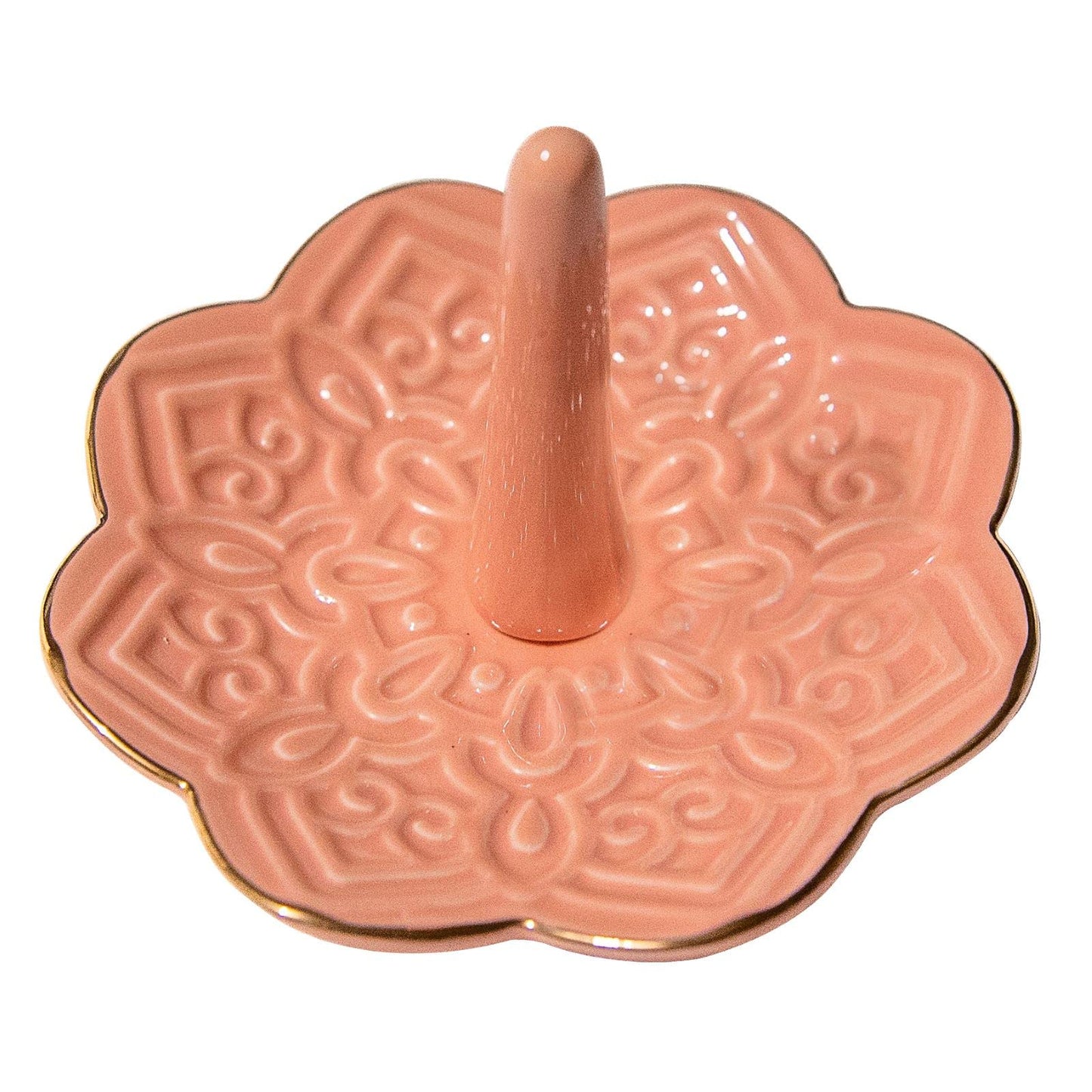 RUIMIC Ceramic Pink Mandala Jewelry Holder Decorative Ring Holder/Trinket Tray Valentine's Day Engagement Wedding Birthday Gifts for Women Her