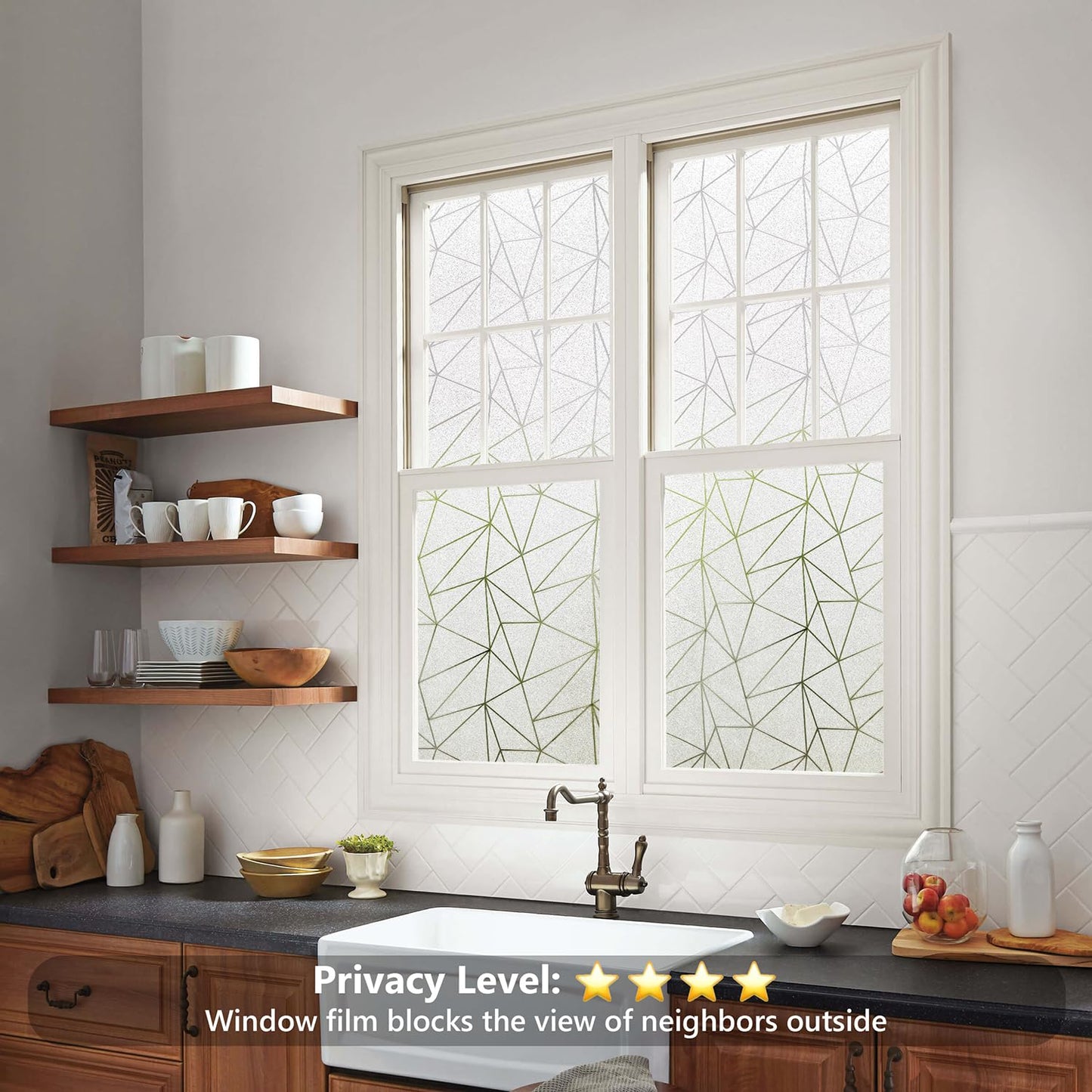 NINETREX Window Privacy Film Frosted Glass Window Clings Decorative Coverings Non-Adhesive Sun Blocking Stickers for Home Office Garage,17.5 x 78.7Inches