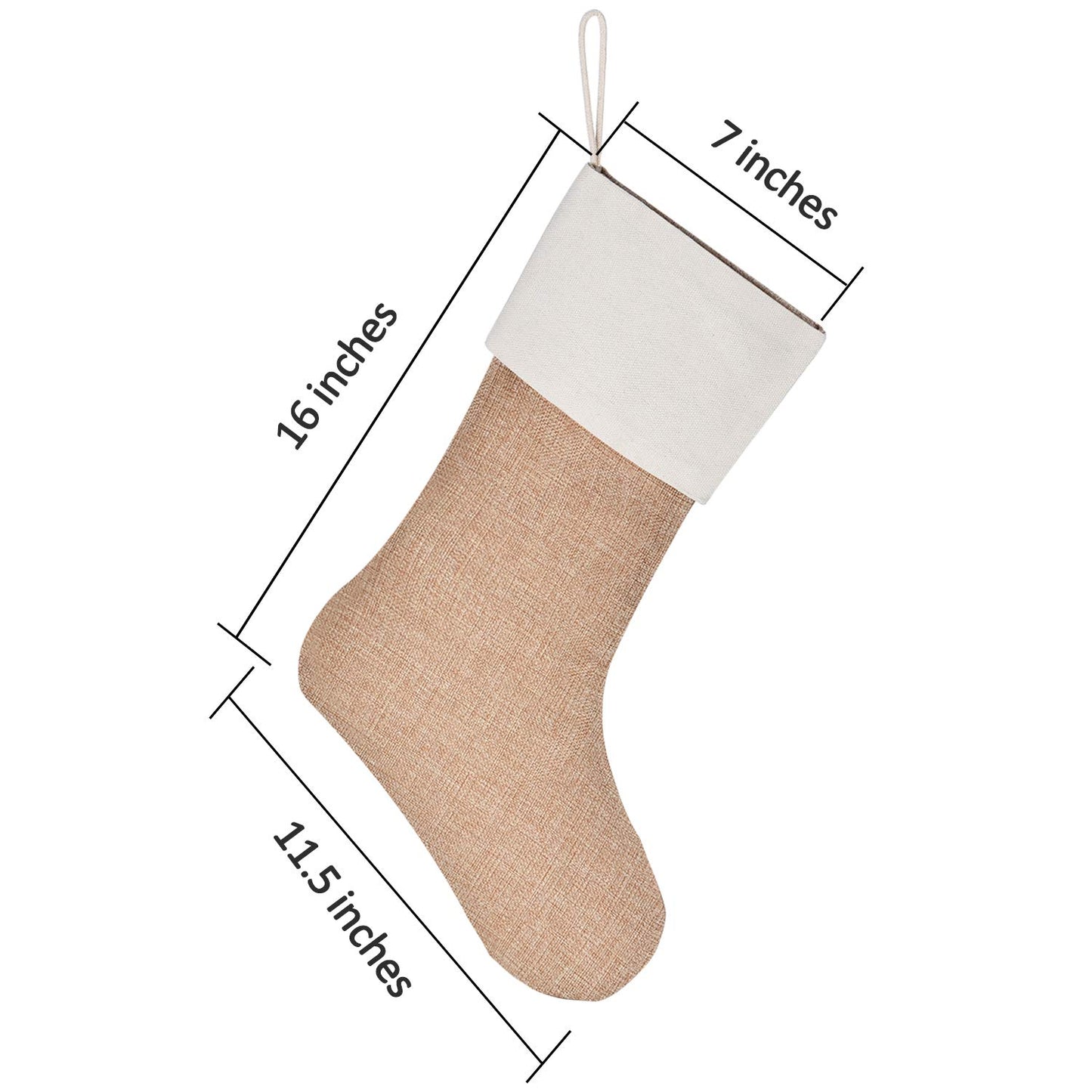 Sunshane Burlap Christmas Stockings Xmas Fireplace Hanging Stockings Decoration Stockings for Christmas Decoration DIY Craft (Flaxen, 4)