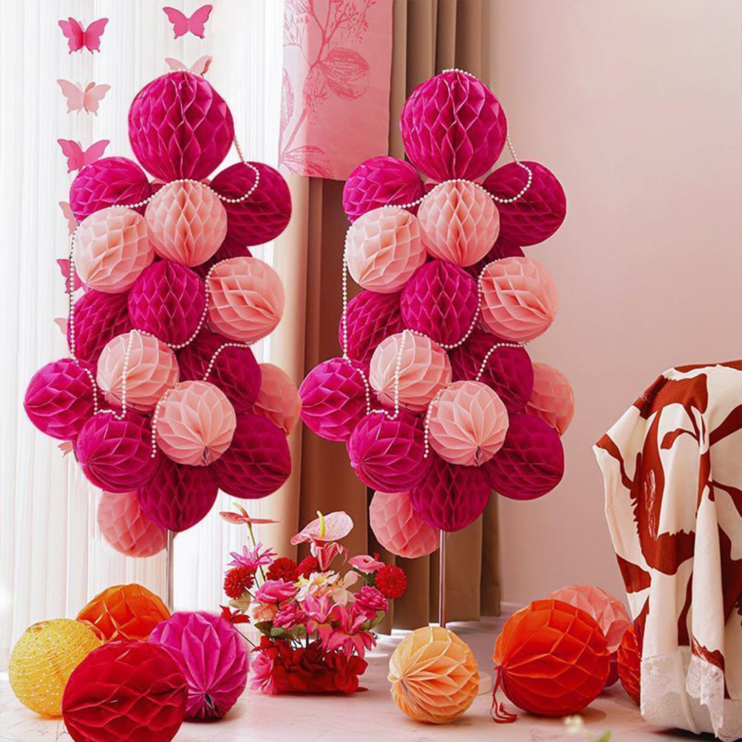 GAKA 12Pcs Green Hanging Honeycomb Balls Decorations, Tissue Paper Pom Poms for Wedding Birthday Party Decor(6" 10")