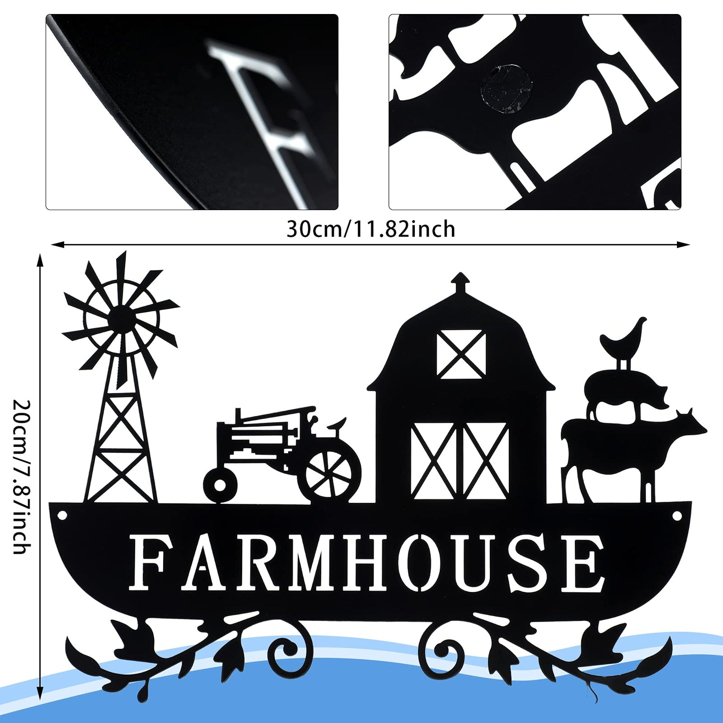 Ferraycle Metal Farmhouse Kitchen Decor Rustic Cow Windmill Sign Farmhouse Wall Plaque Farm Animal Decor for Nursery Country Home Decorations Art